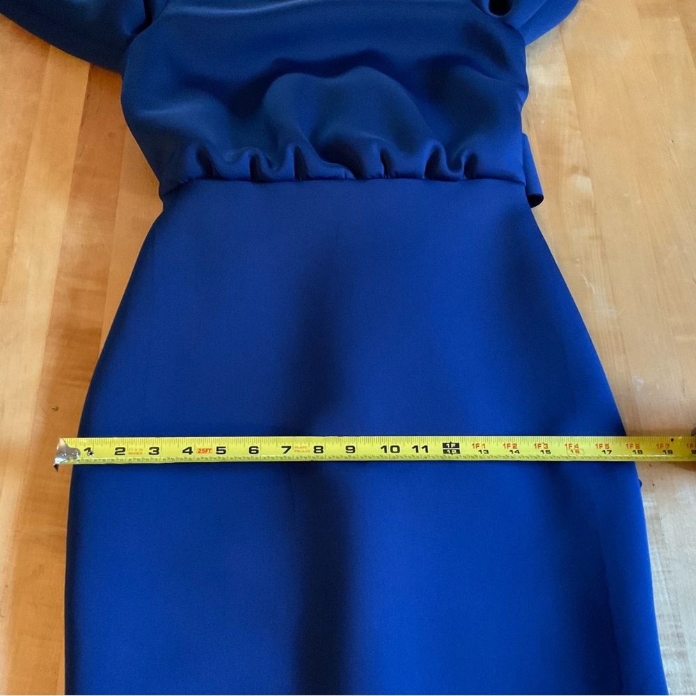 Royal Blue Badgley Mischka Mermaid Evening Gown Beaded Cuffs Bow Back Formal Sz4 - Picture 11 of 16